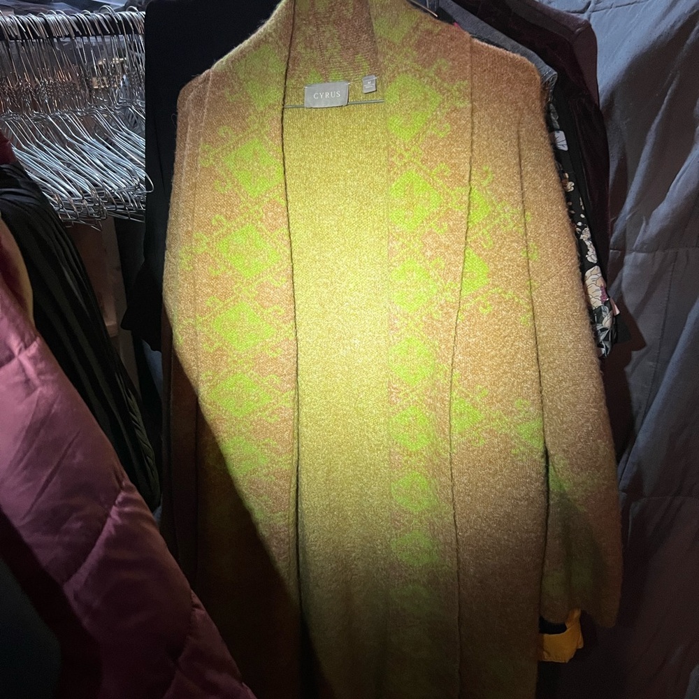 Cyrus Women's Lime Green and Tan Cardigan